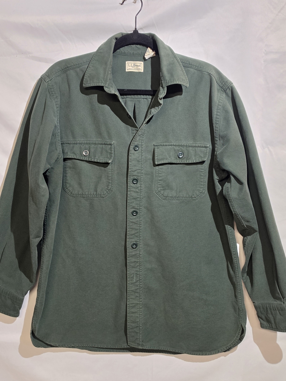 L.L. Bean Chamois Cloth Shirt Men's Medium Regular Dark Green Cotton Flannel